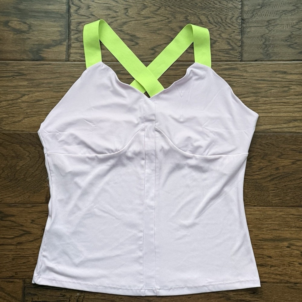 Original Penguin Gelato Pink Ribbed Active Tank Top Tenniscore Neon Straps L